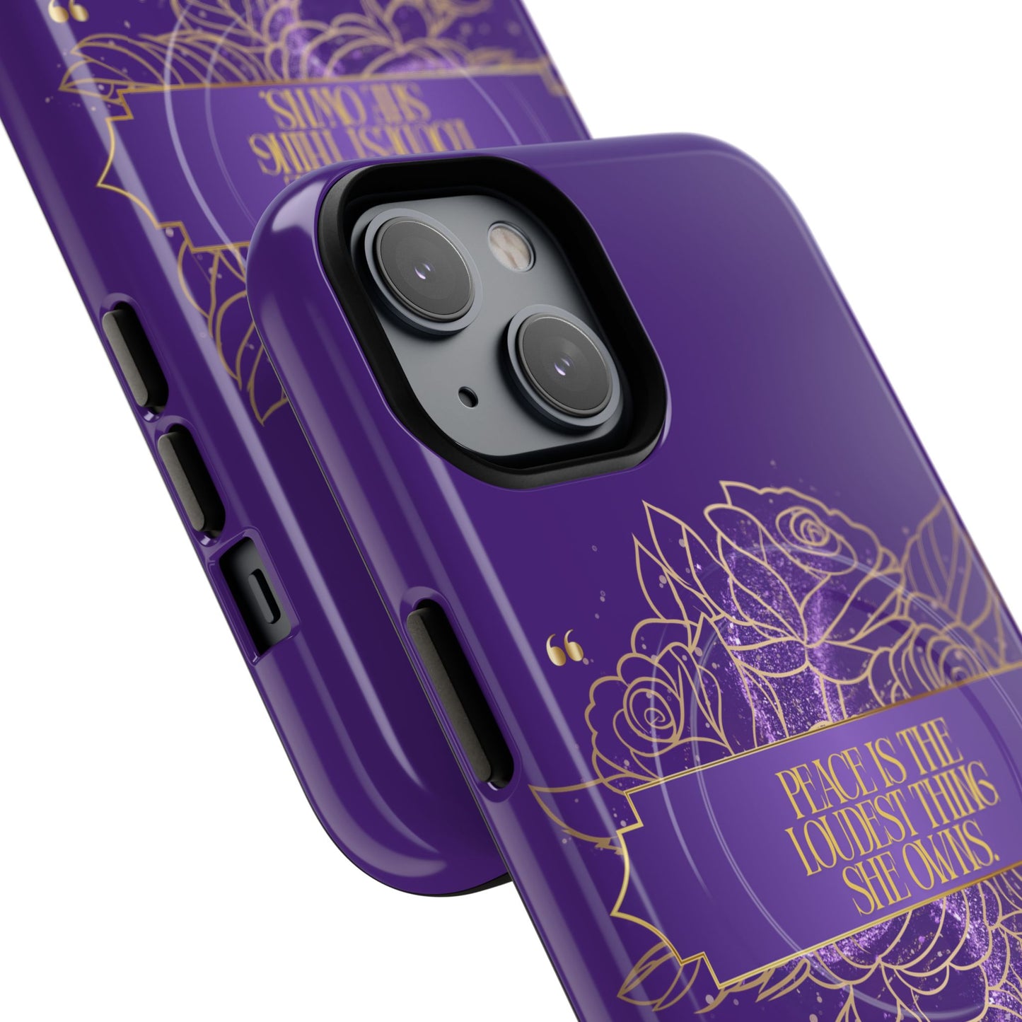 Peace is the loudest... Floral Purple Banner Tough Magnetic Phone Case
