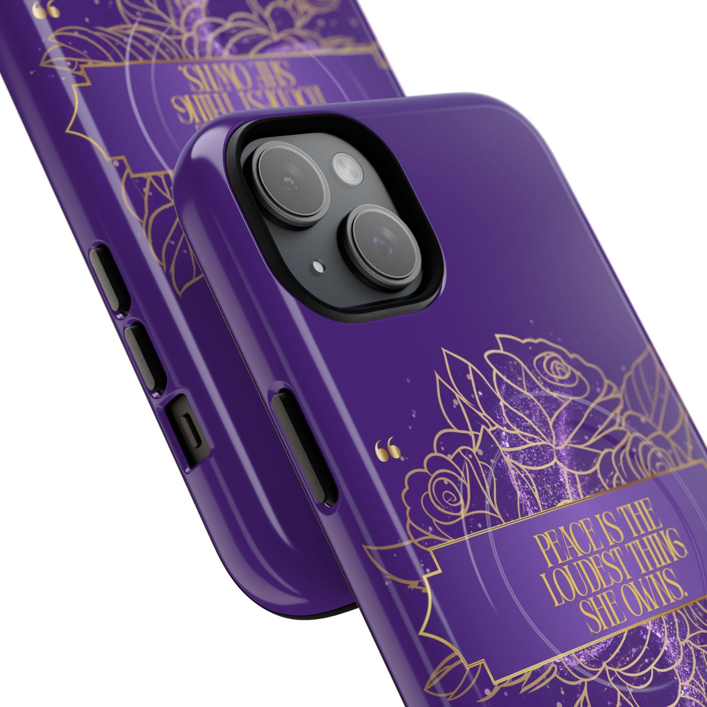Peace is the loudest... Floral Purple Banner Tough Magnetic Phone Case