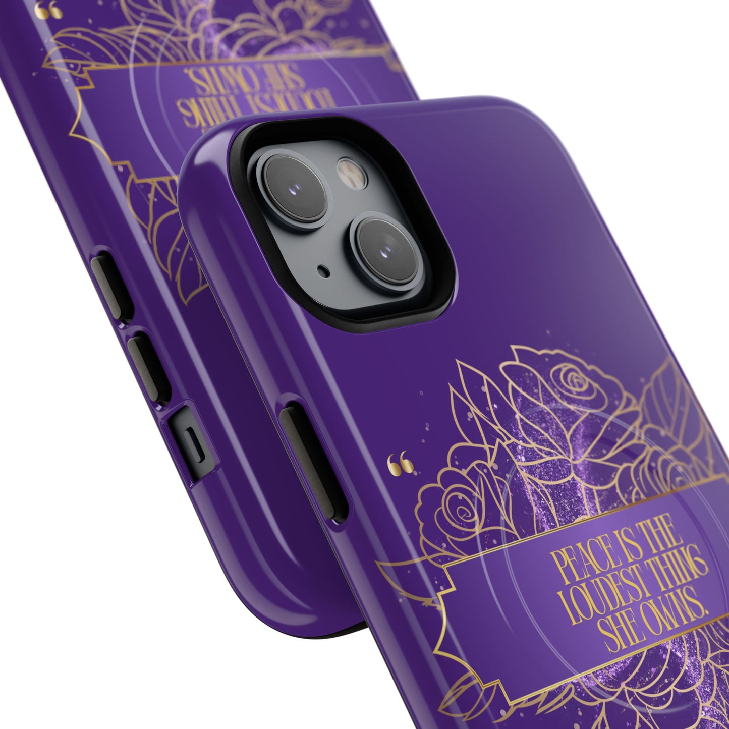 Peace is the loudest... Floral Purple Banner Tough Magnetic Phone Case