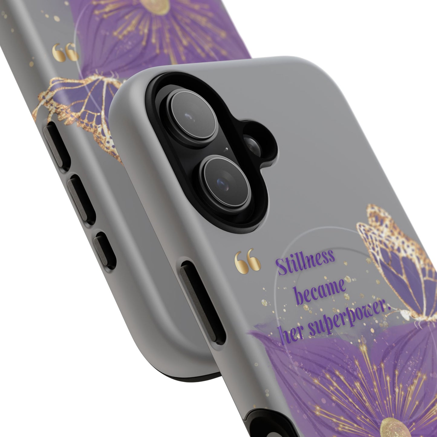 Phone Case — "Stillness Became Her Superpower" Purple Butterfly Tough Magnetic Case