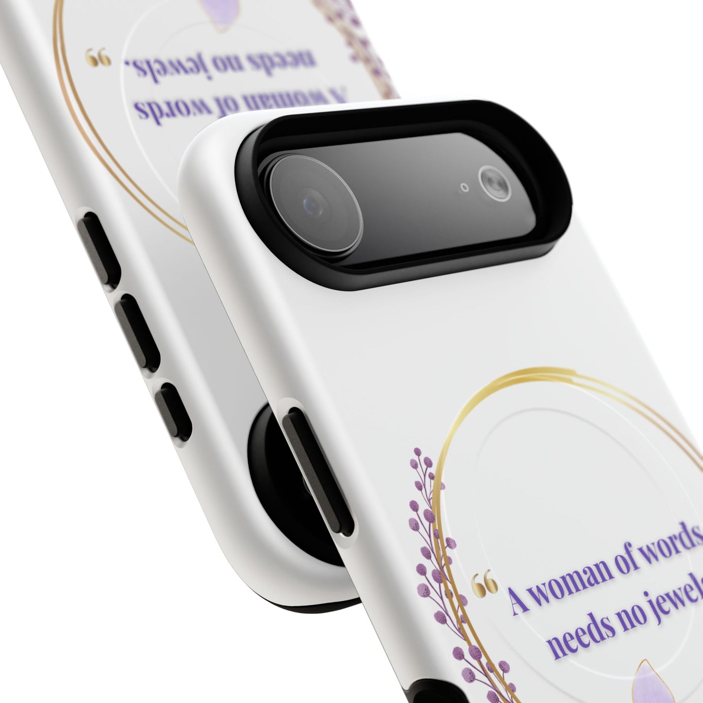 Phone Case — “A Woman of Words Needs No Jewels” Floral Magnetic Tough Case