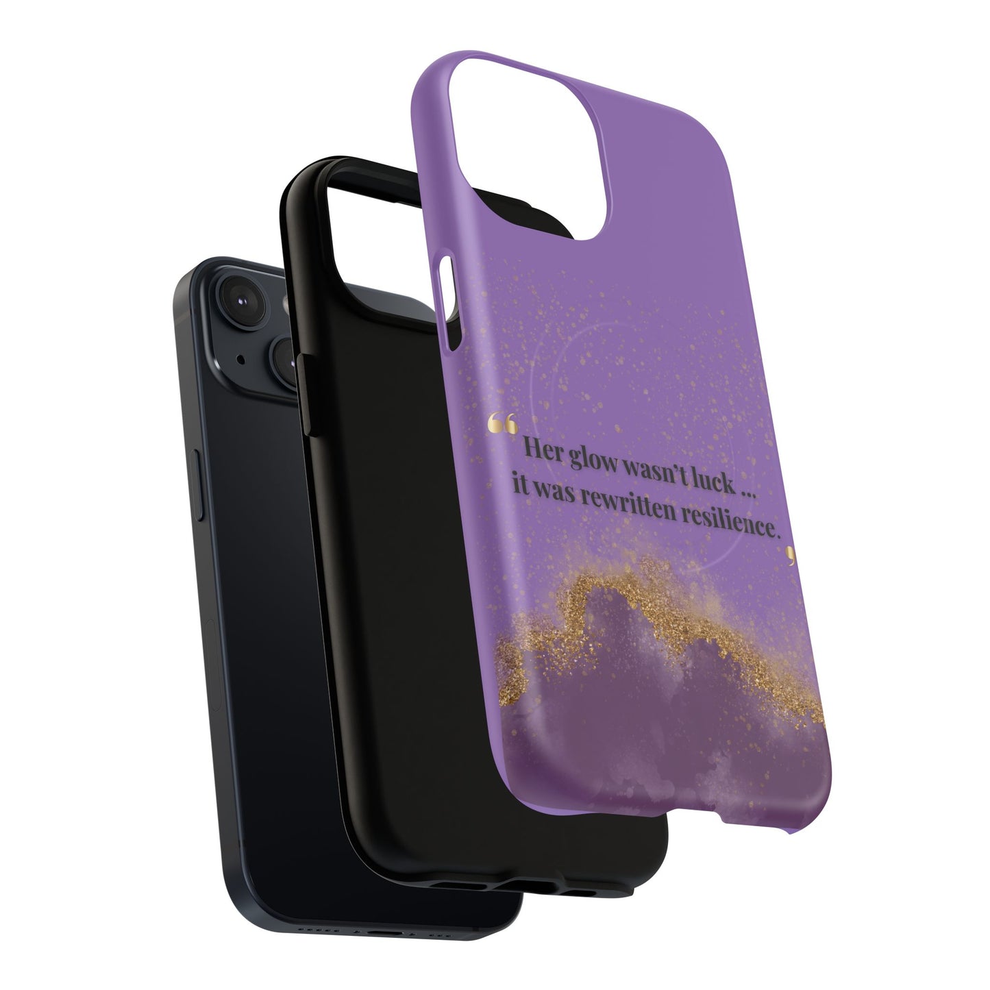 Phone Case — "Her glow wasn't luck... it was rewritten resilience" Purple Glitter Tough Magnetic Case