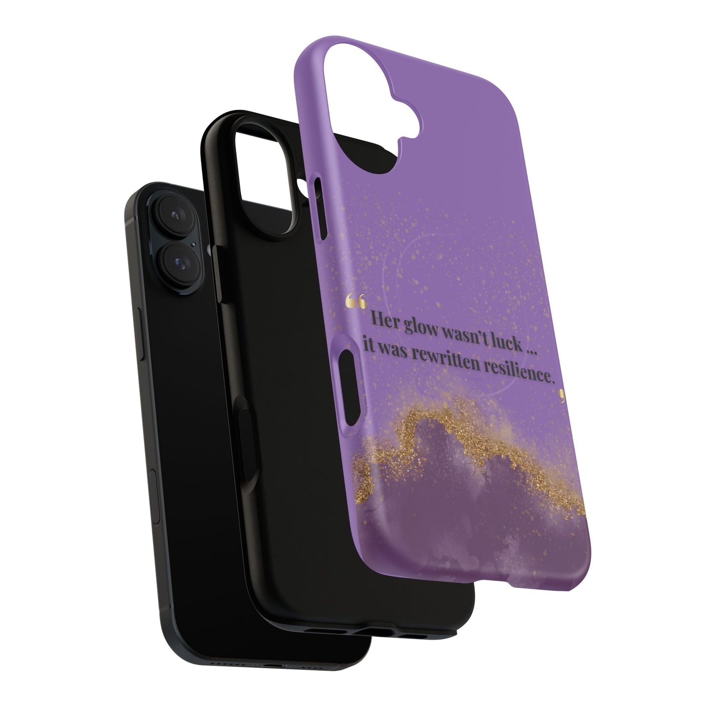 Phone Case — "Her glow wasn't luck... it was rewritten resilience" Purple Glitter Tough Magnetic Case