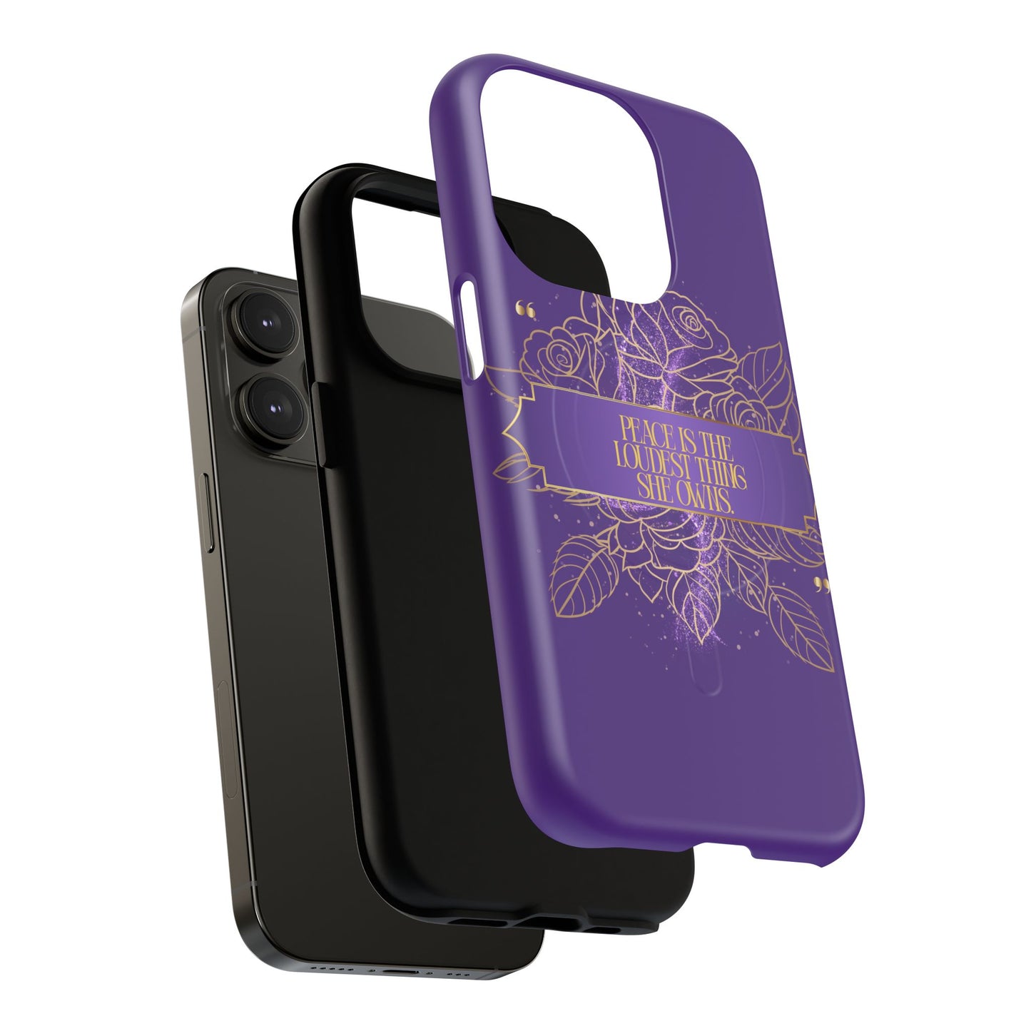 Peace is the loudest... Floral Purple Banner Tough Magnetic Phone Case