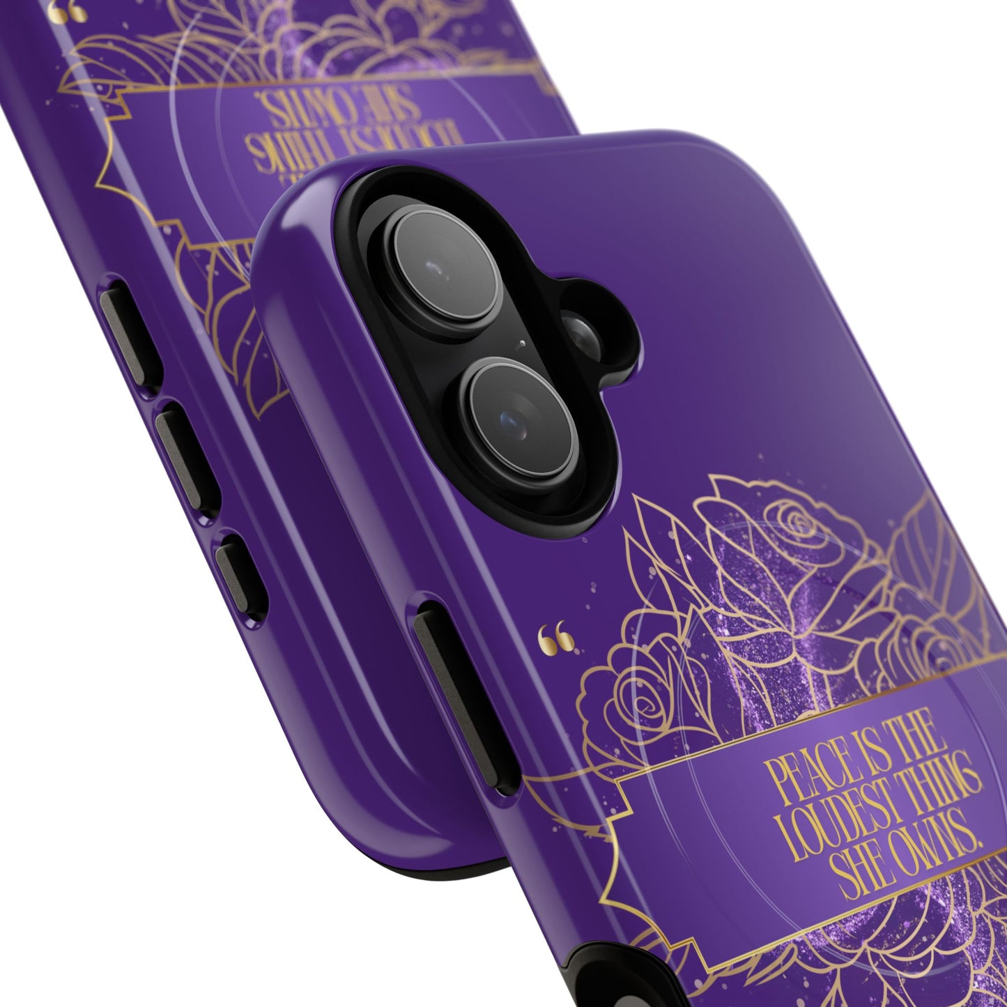 Peace is the loudest... Floral Purple Banner Tough Magnetic Phone Case