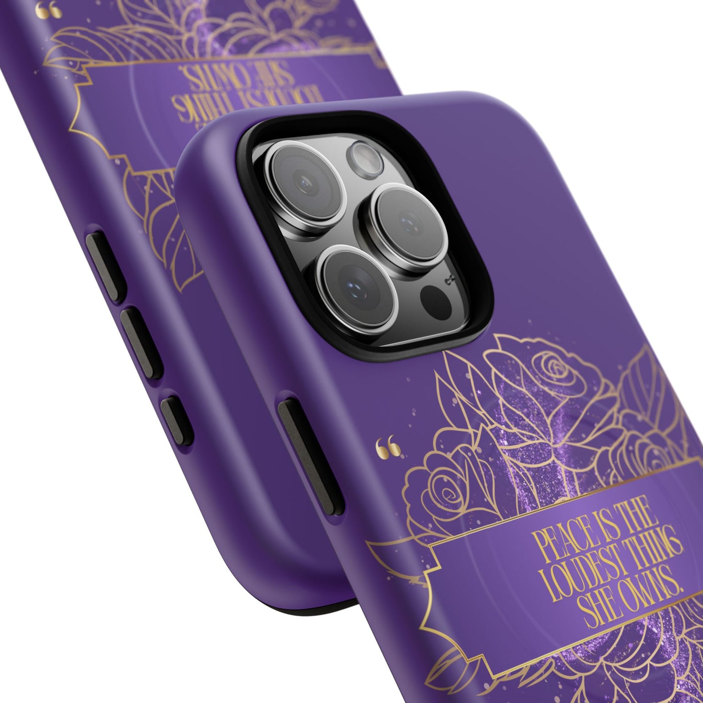 Peace is the loudest... Floral Purple Banner Tough Magnetic Phone Case