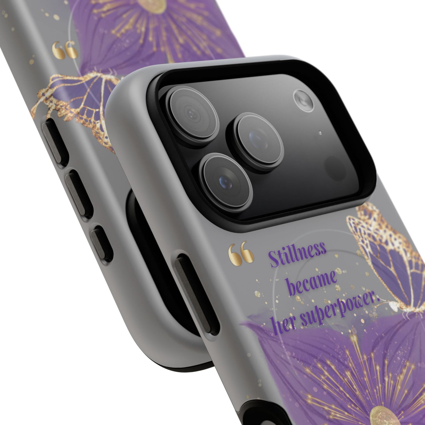 Phone Case — "Stillness Became Her Superpower" Purple Butterfly Tough Magnetic Case