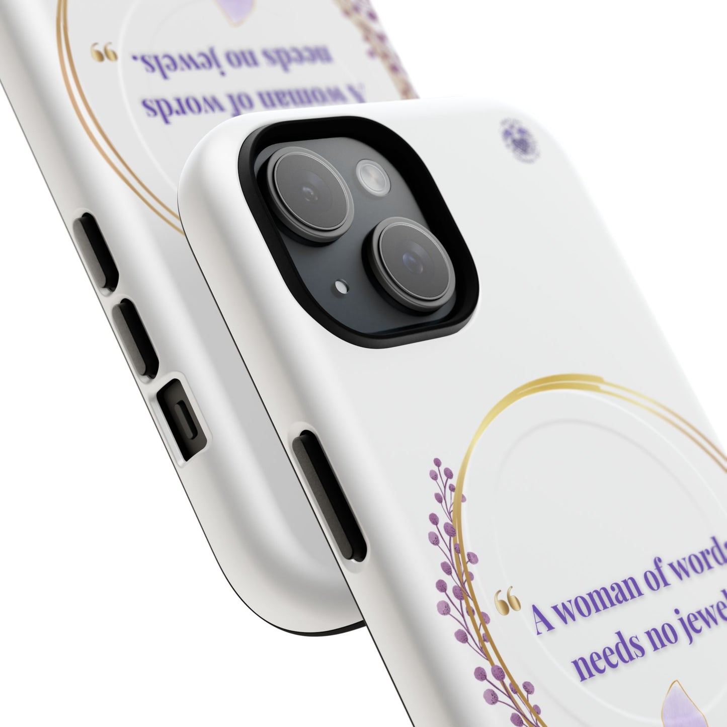 Phone Case — “A Woman of Words Needs No Jewels” Floral Magnetic Tough Case