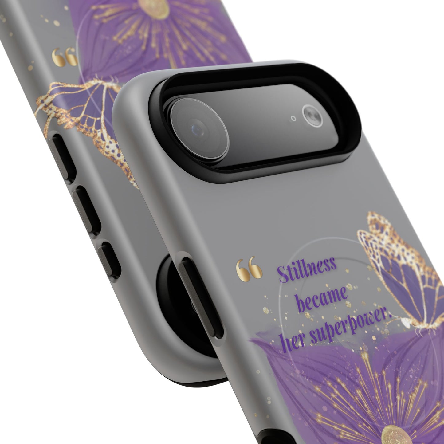 Phone Case — "Stillness Became Her Superpower" Purple Butterfly Tough Magnetic Case