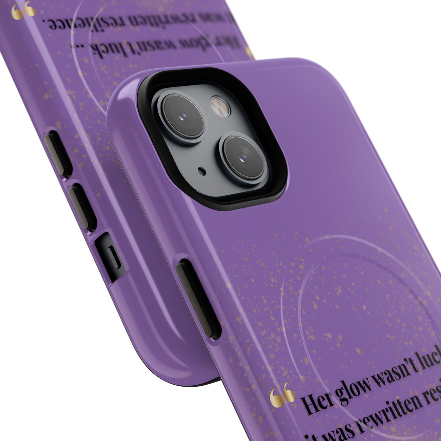 Phone Case — "Her glow wasn't luck... it was rewritten resilience" Purple Glitter Tough Magnetic Case