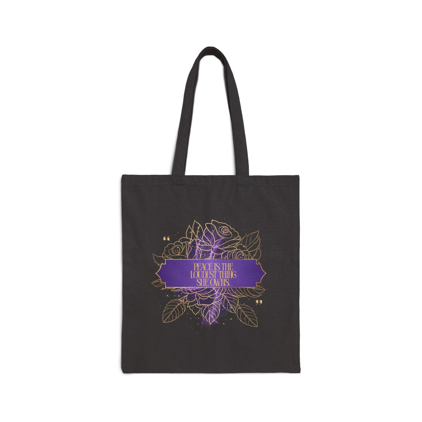 Floral Mandala Cotton Tote — "Peace is the Loudest Thing She Owns" Inspirational Canvas Bag