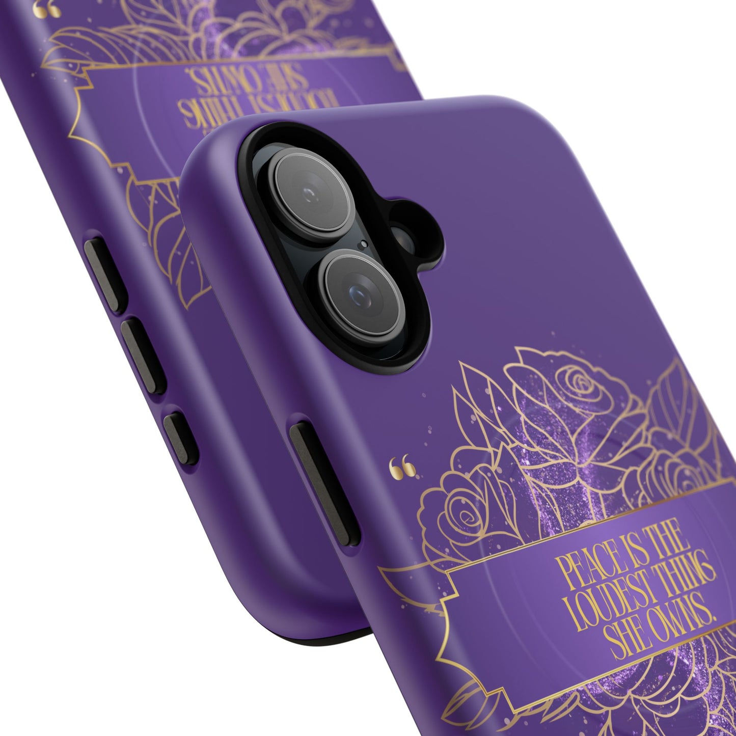 Peace is the loudest... Floral Purple Banner Tough Magnetic Phone Case