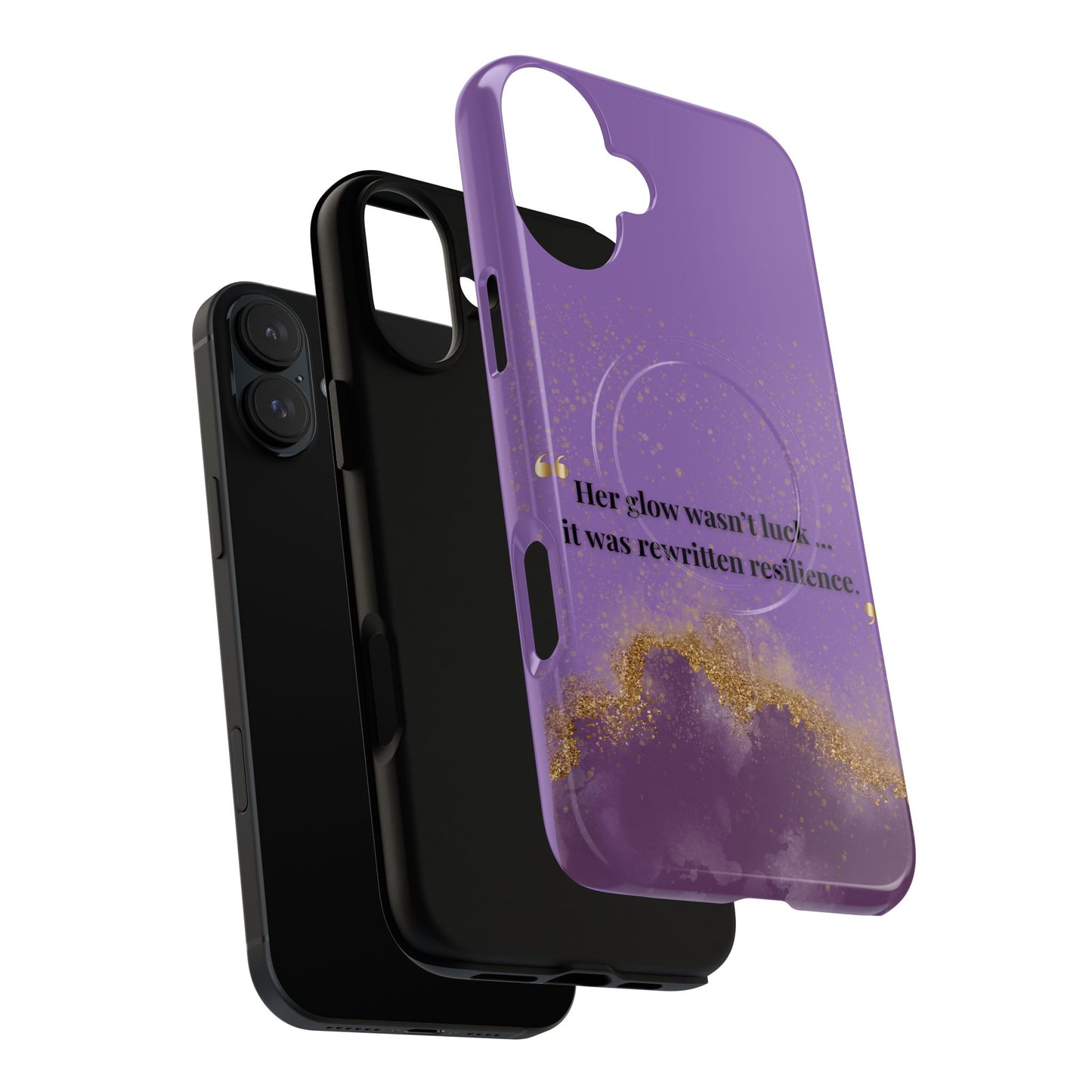 Phone Case — "Her glow wasn't luck... it was rewritten resilience" Purple Glitter Tough Magnetic Case