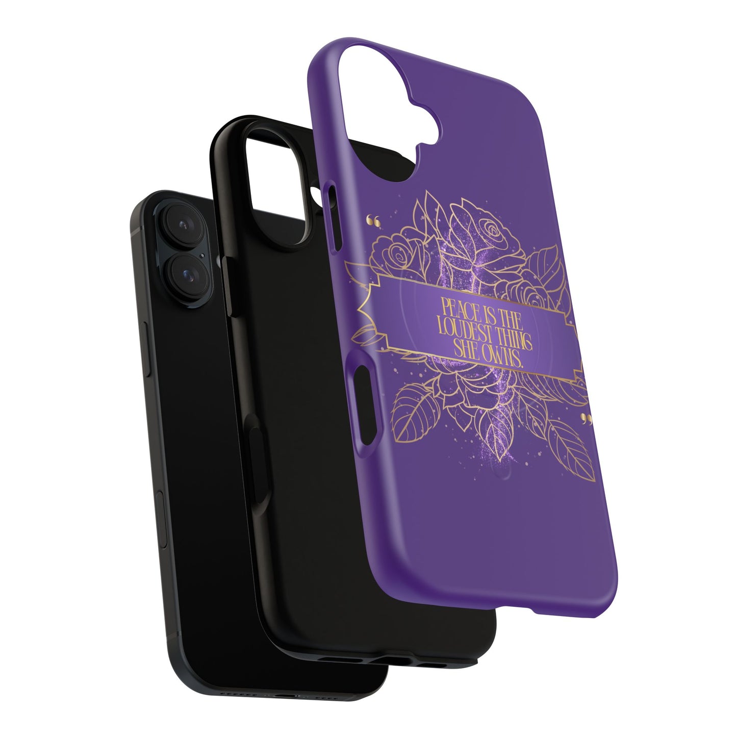 Peace is the loudest... Floral Purple Banner Tough Magnetic Phone Case